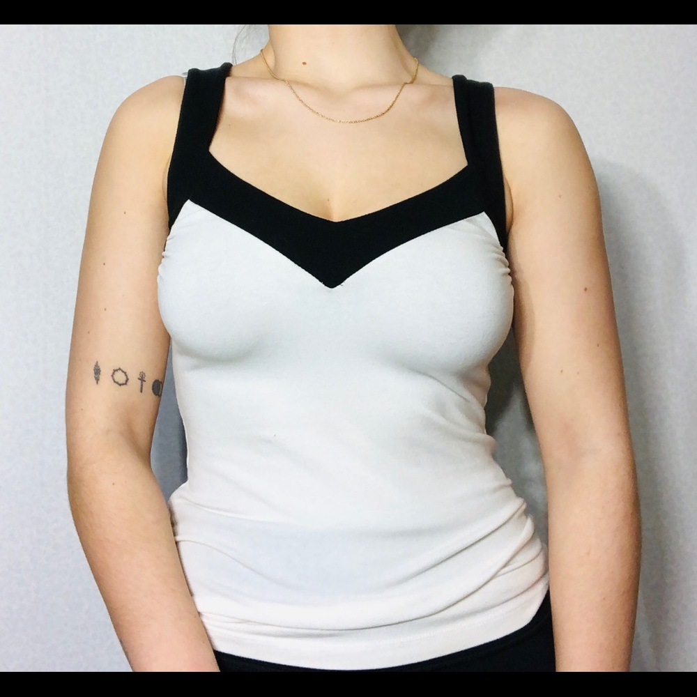 Express black and white tank top